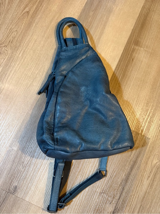 Free People Teal Blue Leather Sling Backpack